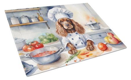 Cocker Spaniel The Chef Glass Cutting Board Decorative Tempered Glass Kitchen Cutting and Serving Board Large Size Chopping Board