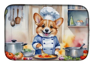 Corgi The Chef Dish Drying Mat Absorbent Dish Drying Mat Pad for Kitchen Counter Dish Drainer Mat for Countertop, 14 x 21, Multicolor