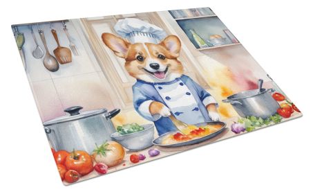 Corgi The Chef Glass Cutting Board Decorative Tempered Glass Kitchen Cutting and Serving Board Large Size Chopping Board