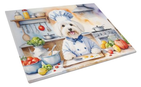 Coton de Tulear The Chef Glass Cutting Board Decorative Tempered Glass Kitchen Cutting and Serving Board Large Size Chopping Board