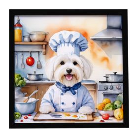 Coton de Tulear The Chef Framed Metal Print Bathroom, Kitchen, Office, Home Decor Wall Art Ready to Hang, Square, 8X8