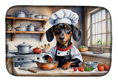 Dachshund The Chef Dish Drying Mat Absorbent Dish Drying Mat Pad for Kitchen Counter Dish Drainer Mat for Countertop, 14 x 21, Multicolor