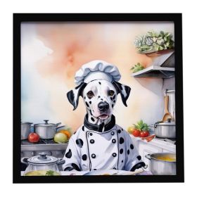 Dalmatian The Chef Framed Metal Print Bathroom, Kitchen, Office, Home Decor Wall Art Ready to Hang, Square, 8X8