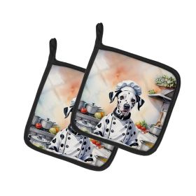 Dalmatian The Chef Pair of Pot Holders Kitchen Heat Resistant Pot Holders Sets Oven Hot Pads for Cooking Baking BBQ, 7 1/2 x 7 1/2