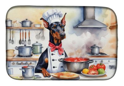 Doberman Pinscher The Chef Dish Drying Mat Absorbent Dish Drying Mat Pad for Kitchen Counter Dish Drainer Mat for Countertop, 14 x 21, Multicolor