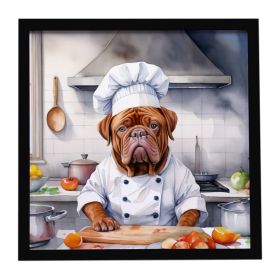 Dogue de Bordeaux The Chef Framed Metal Print Bathroom, Kitchen, Office, Home Decor Wall Art Ready to Hang, Square, 8X8