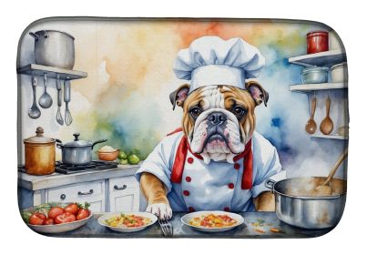 English Bulldog The Chef Dish Drying Mat Absorbent Dish Drying Mat Pad for Kitchen Counter Dish Drainer Mat for Countertop, 14 x 21, Multicolor