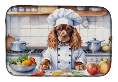 English Cocker Spaniel The Chef Dish Drying Mat Absorbent Dish Drying Mat Pad for Kitchen Counter Dish Drainer Mat for Countertop, 14 x 21, Multicolor
