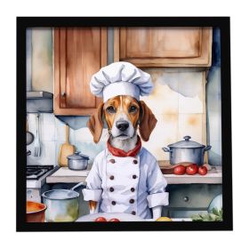 English Foxhound The Chef Framed Metal Print Bathroom, Kitchen, Office, Home Decor Wall Art Ready to Hang, Square, 8X8
