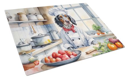 English Setter The Chef Glass Cutting Board Decorative Tempered Glass Kitchen Cutting and Serving Board Large Size Chopping Board