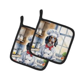 English Setter The Chef Pair of Pot Holders Kitchen Heat Resistant Pot Holders Sets Oven Hot Pads for Cooking Baking BBQ, 7 1/2 x 7 1/2