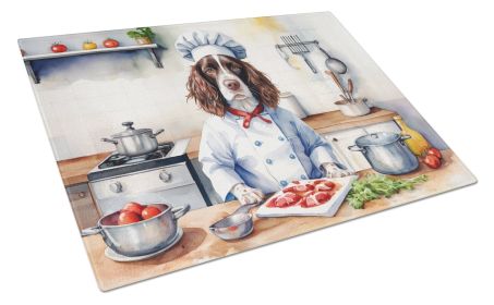 English Springer Spaniel The Chef Glass Cutting Board Decorative Tempered Glass Kitchen Cutting and Serving Board Large Size Chopping Board
