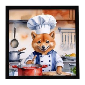 Finnish Spitz The Chef Framed Metal Print Bathroom, Kitchen, Office, Home Decor Wall Art Ready to Hang, Square, 8X8