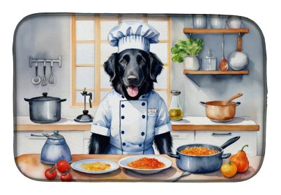 Flat-Coated Retriever The Chef Dish Drying Mat Absorbent Dish Drying Mat Pad for Kitchen Counter Dish Drainer Mat for Countertop, 14 x 21, Multicolor