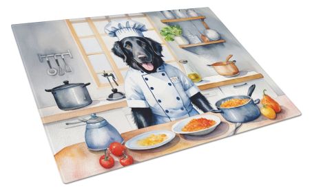 Flat-Coated Retriever The Chef Glass Cutting Board Decorative Tempered Glass Kitchen Cutting and Serving Board Large Size Chopping Board