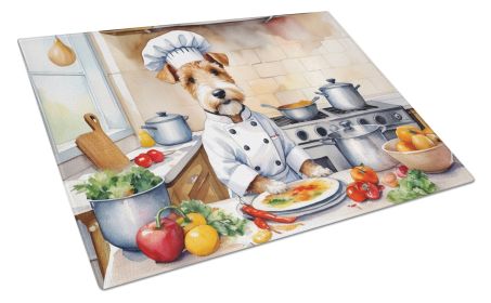 Fox Terrier The Chef Glass Cutting Board Decorative Tempered Glass Kitchen Cutting and Serving Board Large Size Chopping Board