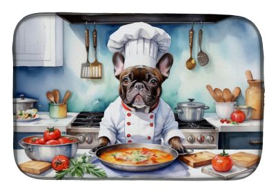 French Bulldog The Chef Dish Drying Mat Absorbent Dish Drying Mat Pad for Kitchen Counter Dish Drainer Mat for Countertop, 14 x 21, Multicolor