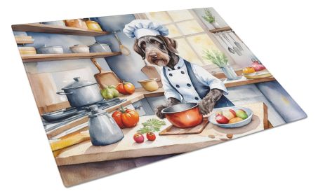 German Wirehaired Pointer The Chef Glass Cutting Board Decorative Tempered Glass Kitchen Cutting and Serving Board Large Size Chopping Board