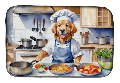 Golden Retriever The Chef Dish Drying Mat Absorbent Dish Drying Mat Pad for Kitchen Counter Dish Drainer Mat for Countertop, 14 x 21, Multicolor