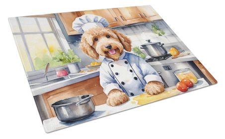 Goldendoodle The Chef Glass Cutting Board Decorative Tempered Glass Kitchen Cutting and Serving Board Large Size Chopping Board