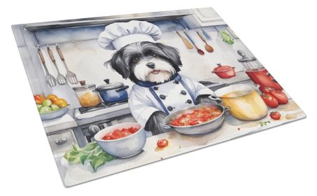 Havanese The Chef Glass Cutting Board Decorative Tempered Glass Kitchen Cutting and Serving Board Large Size Chopping Board