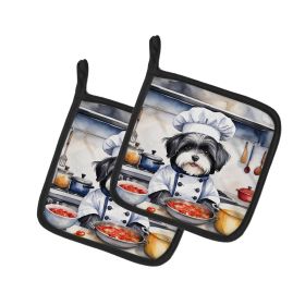 Havanese The Chef Pair of Pot Holders Kitchen Heat Resistant Pot Holders Sets Oven Hot Pads for Cooking Baking BBQ, 7 1/2 x 7 1/2