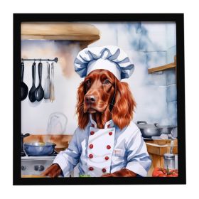 Irish Setter The Chef Framed Metal Print Bathroom, Kitchen, Office, Home Decor Wall Art Ready to Hang, Square, 8X8