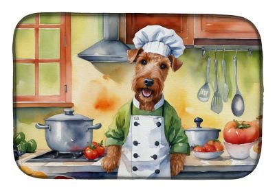 Irish Terrier The Chef Dish Drying Mat Absorbent Dish Drying Mat Pad for Kitchen Counter Dish Drainer Mat for Countertop, 14 x 21, Multicolor