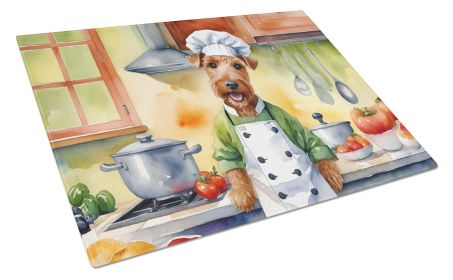 Irish Terrier The Chef Glass Cutting Board Decorative Tempered Glass Kitchen Cutting and Serving Board Large Size Chopping Board