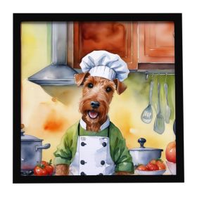 Irish Terrier The Chef Framed Metal Print Bathroom, Kitchen, Office, Home Decor Wall Art Ready to Hang, Square, 8X8