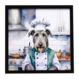 Irish Wolfhound The Chef Framed Metal Print Bathroom, Kitchen, Office, Home Decor Wall Art Ready to Hang, Square, 8X8
