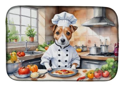 Jack Russell Terrier The Chef Dish Drying Mat Absorbent Dish Drying Mat Pad for Kitchen Counter Dish Drainer Mat for Countertop, 14 x 21, Multicolor