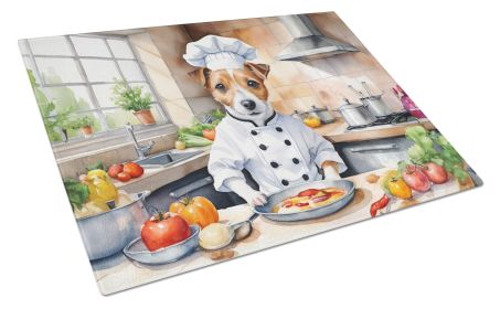Jack Russell Terrier The Chef Glass Cutting Board Decorative Tempered Glass Kitchen Cutting and Serving Board Large Size Chopping Board