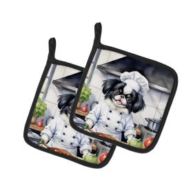 Japanese Chin The Chef Pair of Pot Holders Kitchen Heat Resistant Pot Holders Sets Oven Hot Pads for Cooking Baking BBQ, 7 1/2 x 7 1/2