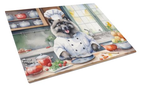 Keeshond The Chef Glass Cutting Board Decorative Tempered Glass Kitchen Cutting and Serving Board Large Size Chopping Board