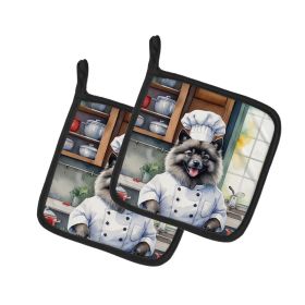 Keeshond The Chef Pair of Pot Holders Kitchen Heat Resistant Pot Holders Sets Oven Hot Pads for Cooking Baking BBQ, 7 1/2 x 7 1/2