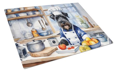 Kerry Blue Terrier The Chef Glass Cutting Board Decorative Tempered Glass Kitchen Cutting and Serving Board Large Size Chopping Board