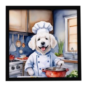 Kuvasz The Chef Framed Metal Print Bathroom, Kitchen, Office, Home Decor Wall Art Ready to Hang, Square, 8X8
