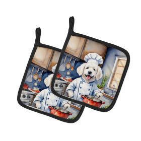 Kuvasz The Chef Pair of Pot Holders Kitchen Heat Resistant Pot Holders Sets Oven Hot Pads for Cooking Baking BBQ, 7 1/2 x 7 1/2