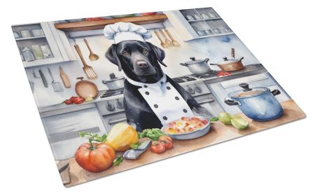 Black Labrador Retriever The Chef Glass Cutting Board Decorative Tempered Glass Kitchen Cutting and Serving Board Large Size Chopping Board