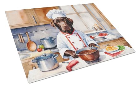 Chocolate Labrador Retriever The Chef Glass Cutting Board Decorative Tempered Glass Kitchen Cutting and Serving Board Large Size Chopping Board