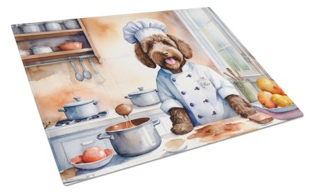 Labradoodle The Chef Glass Cutting Board Decorative Tempered Glass Kitchen Cutting and Serving Board Large Size Chopping Board