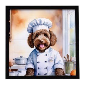 Labradoodle The Chef Framed Metal Print Bathroom, Kitchen, Office, Home Decor Wall Art Ready to Hang, Square, 8X8