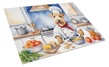 Lakeland Terrier The Chef Glass Cutting Board Decorative Tempered Glass Kitchen Cutting and Serving Board Large Size Chopping Board