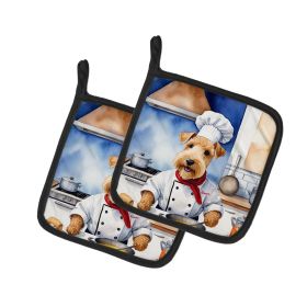 Lakeland Terrier The Chef Pair of Pot Holders Kitchen Heat Resistant Pot Holders Sets Oven Hot Pads for Cooking Baking BBQ, 7 1/2 x 7 1/2