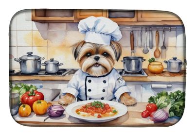Lhasa Apso The Chef Dish Drying Mat Absorbent Dish Drying Mat Pad for Kitchen Counter Dish Drainer Mat for Countertop, 14 x 21, Multicolor