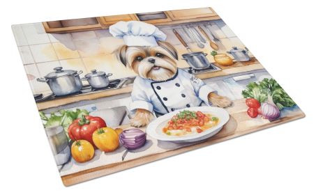 Lhasa Apso The Chef Glass Cutting Board Decorative Tempered Glass Kitchen Cutting and Serving Board Large Size Chopping Board