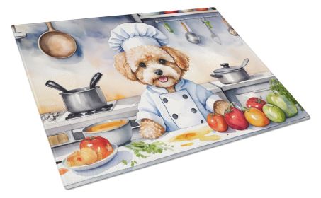 Maltipoo The Chef Glass Cutting Board Decorative Tempered Glass Kitchen Cutting and Serving Board Large Size Chopping Board