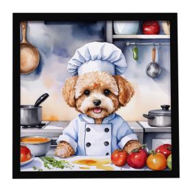 Maltipoo The Chef Framed Metal Print Bathroom, Kitchen, Office, Home Decor Wall Art Ready to Hang, Square, 8X8