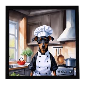 Manchester Terrier The Chef Framed Metal Print Bathroom, Kitchen, Office, Home Decor Wall Art Ready to Hang, Square, 8X8